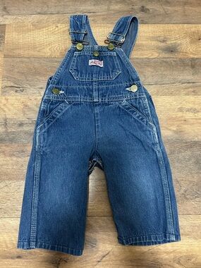 Liberty  vintage Dark Blue Denim Short Overalls for Kids